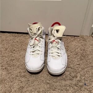Jordan Kids White and Red Sneakers